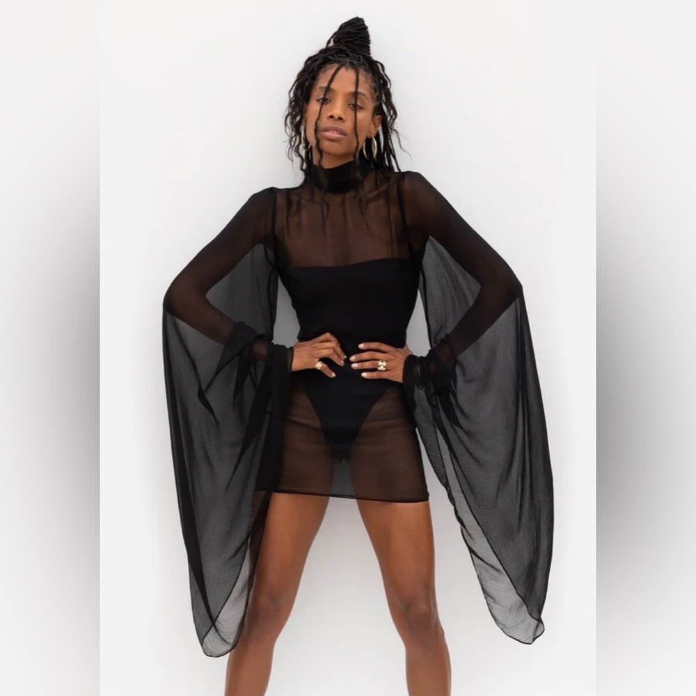 Rat & boa opium black sheer dress